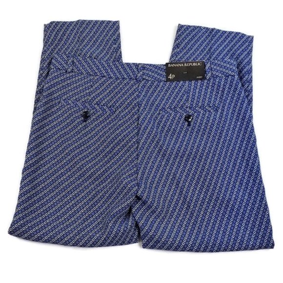 Banana Republic Avery Blue Geometric Stripe Ankle Pants Womens Size 4P Petite - Picture 4 of 7